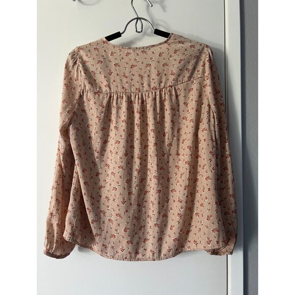 Madewell Satin Puff sleeve v neck top in Babys breath size medium - Picture 2 of 5